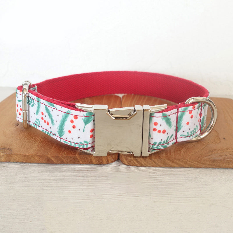 KFX-6998077 Christmas Leaf Design Polyester Dog Collar - Multiple Sizes Available