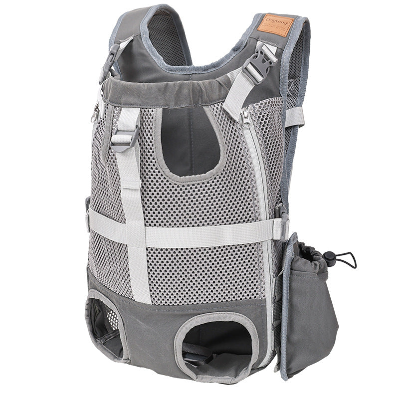 KFX-6998333 Breathable Mesh Pet Dog Backpack in Gray - Medium Polyester Carrier