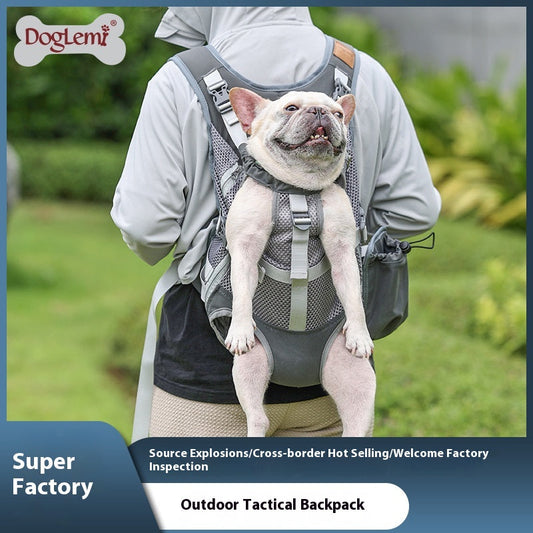 KFX-6998333 Breathable Mesh Pet Dog Backpack in Gray - Medium Polyester Carrier