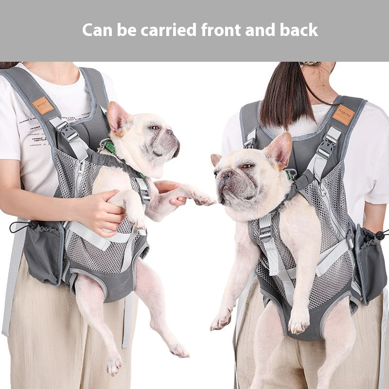 KFX-6998333 Breathable Mesh Pet Dog Backpack in Gray - Medium Polyester Carrier