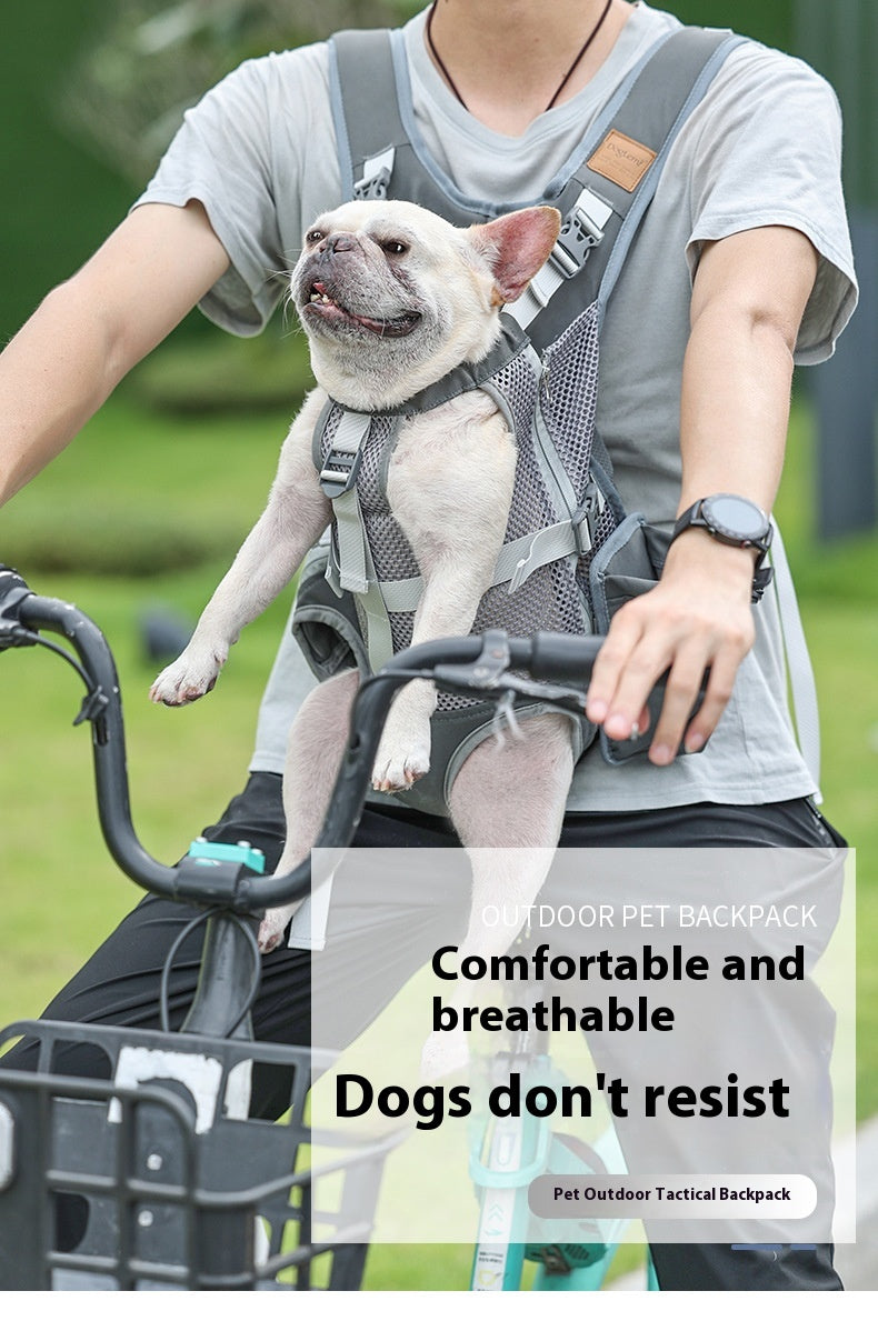 KFX-6998333 Breathable Mesh Pet Dog Backpack in Gray - Medium Polyester Carrier