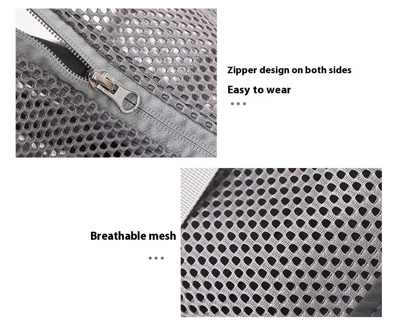 KFX-6998333 Breathable Mesh Pet Dog Backpack in Gray - Medium Polyester Carrier