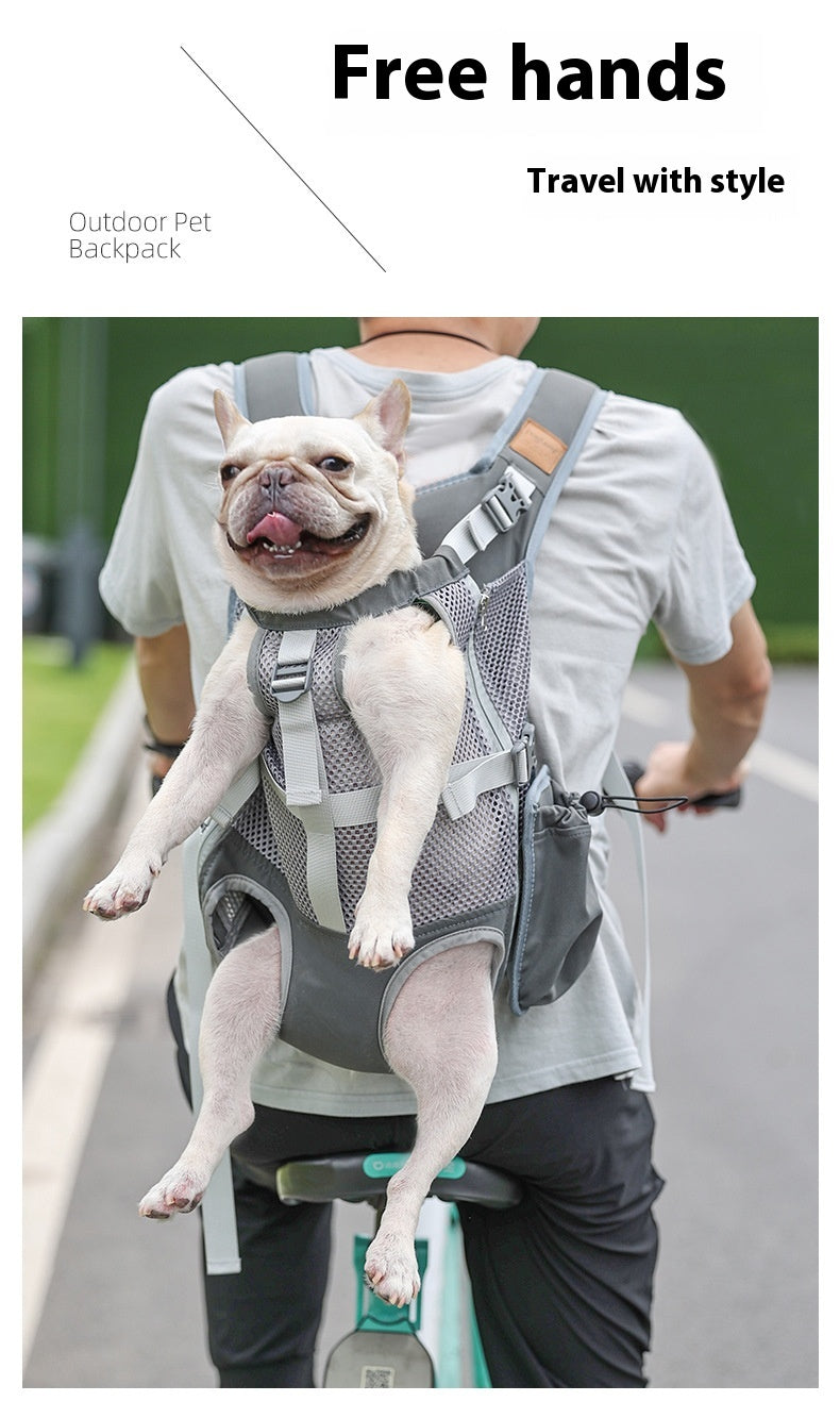KFX-6998333 Breathable Mesh Pet Dog Backpack in Gray - Medium Polyester Carrier