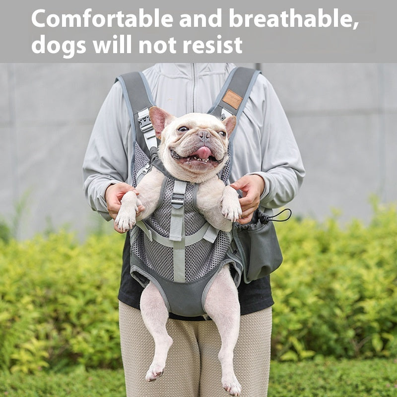 KFX-6998333 Breathable Mesh Pet Dog Backpack in Gray - Medium Polyester Carrier