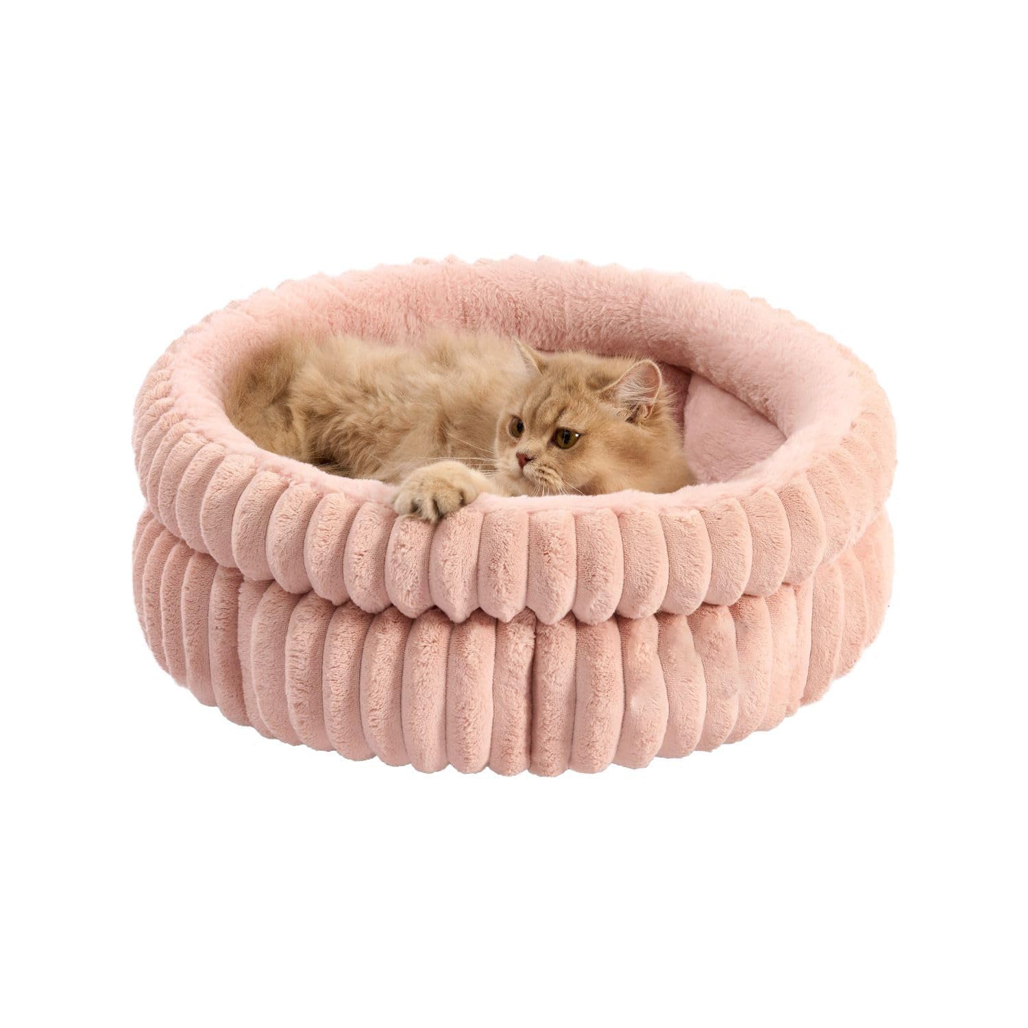 KFX-7000125 Super Soft Round Washable Cat Bed with Anti-Slip Bottom for Indoor Cats and Kittens - Multiple Sizes Available