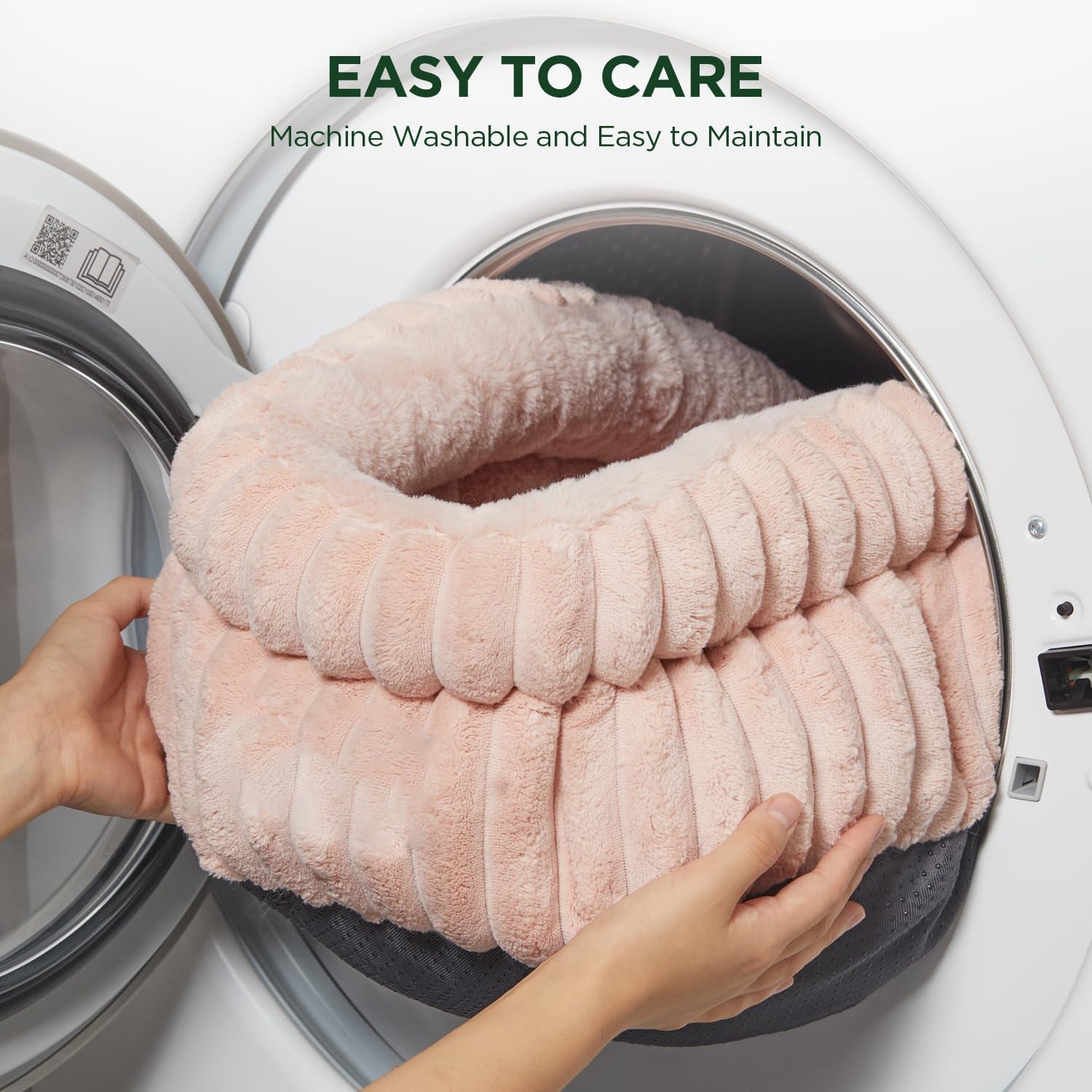 KFX-7000125 Super Soft Round Washable Cat Bed with Anti-Slip Bottom for Indoor Cats and Kittens - Multiple Sizes Available