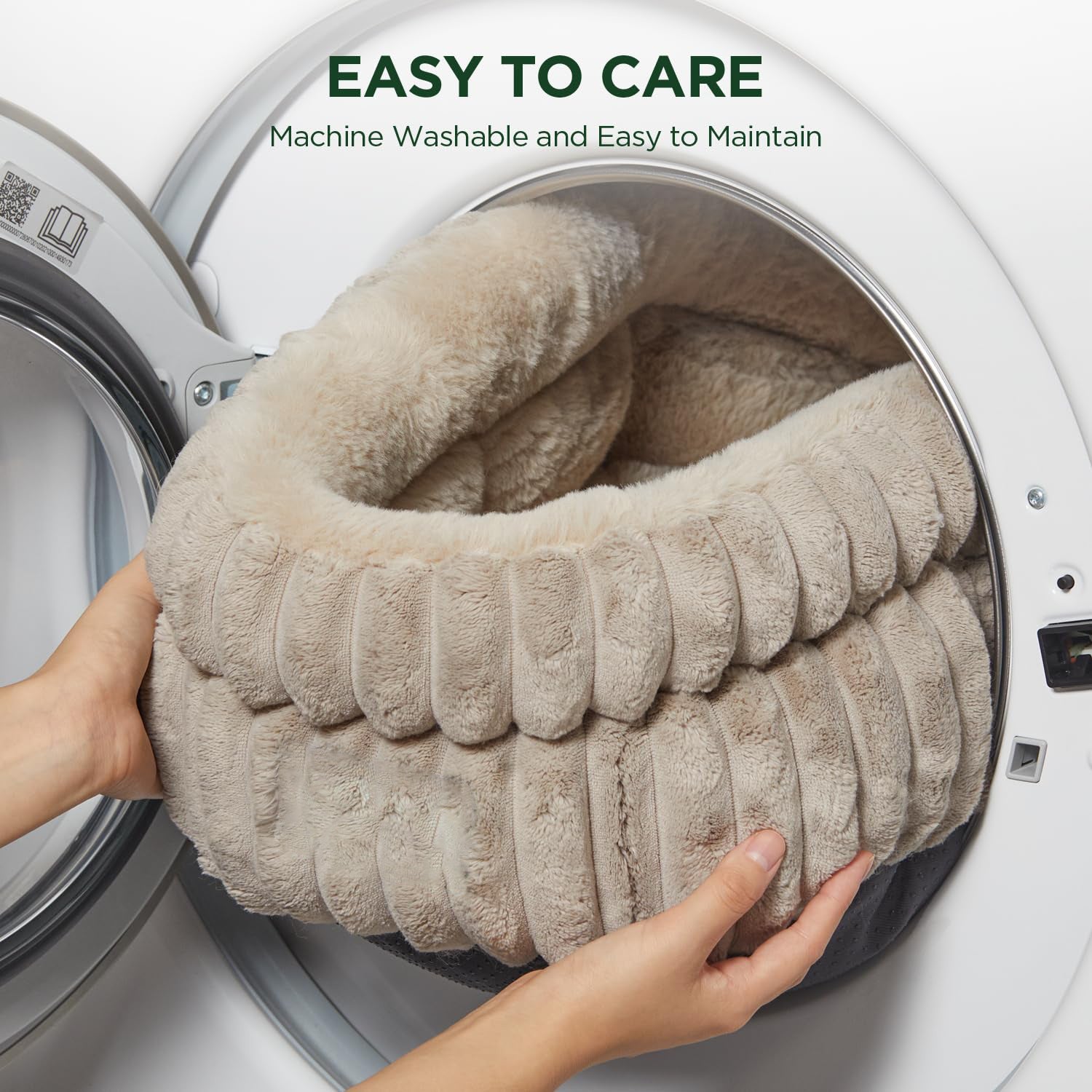 KFX-7000125 Super Soft Round Washable Cat Bed with Anti-Slip Bottom for Indoor Cats and Kittens - Multiple Sizes Available