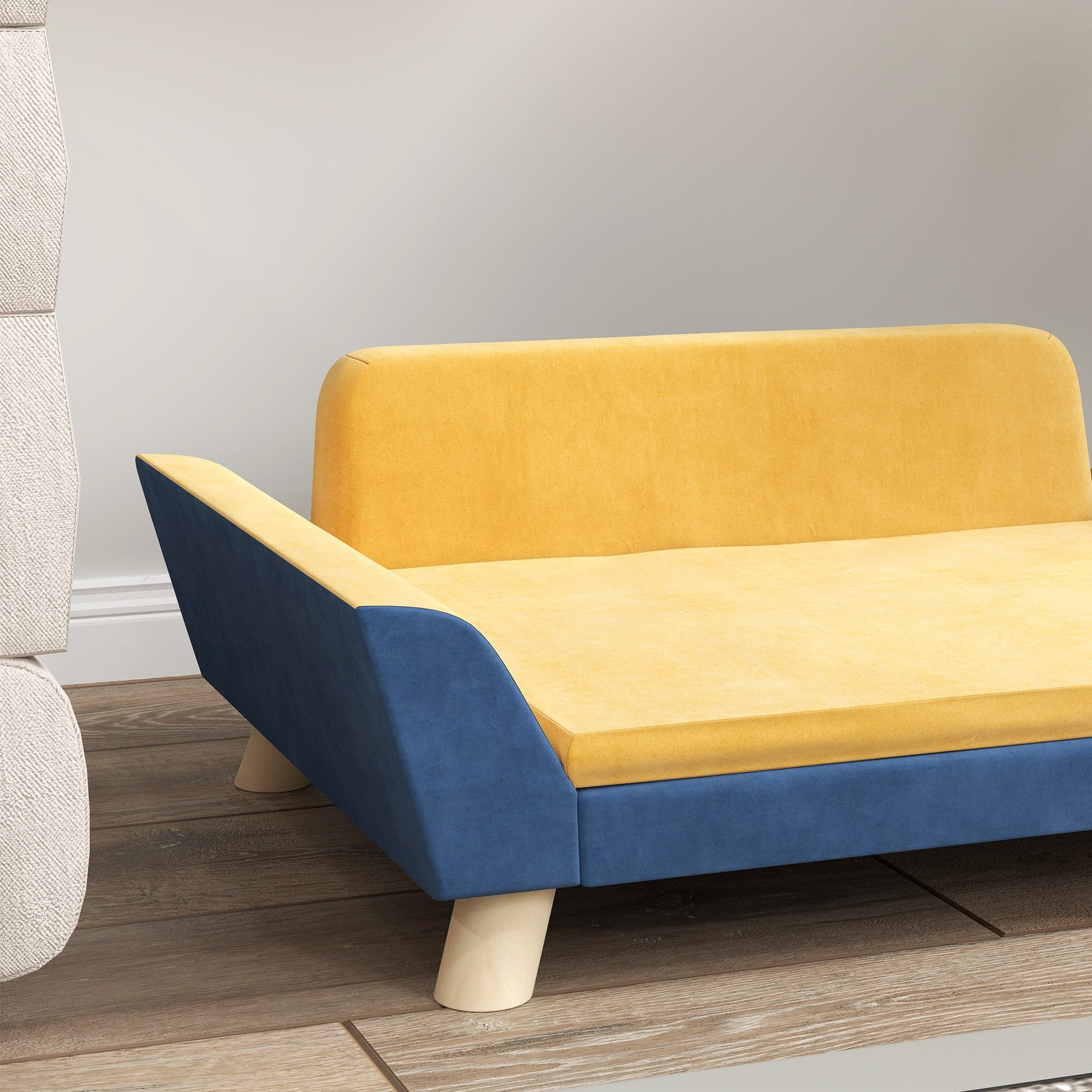 KFX-7000509 Cozy Orange Dog Sofa Bed for Small Dogs with Soft Washable Cushion and Non-Slip Foot Pads
