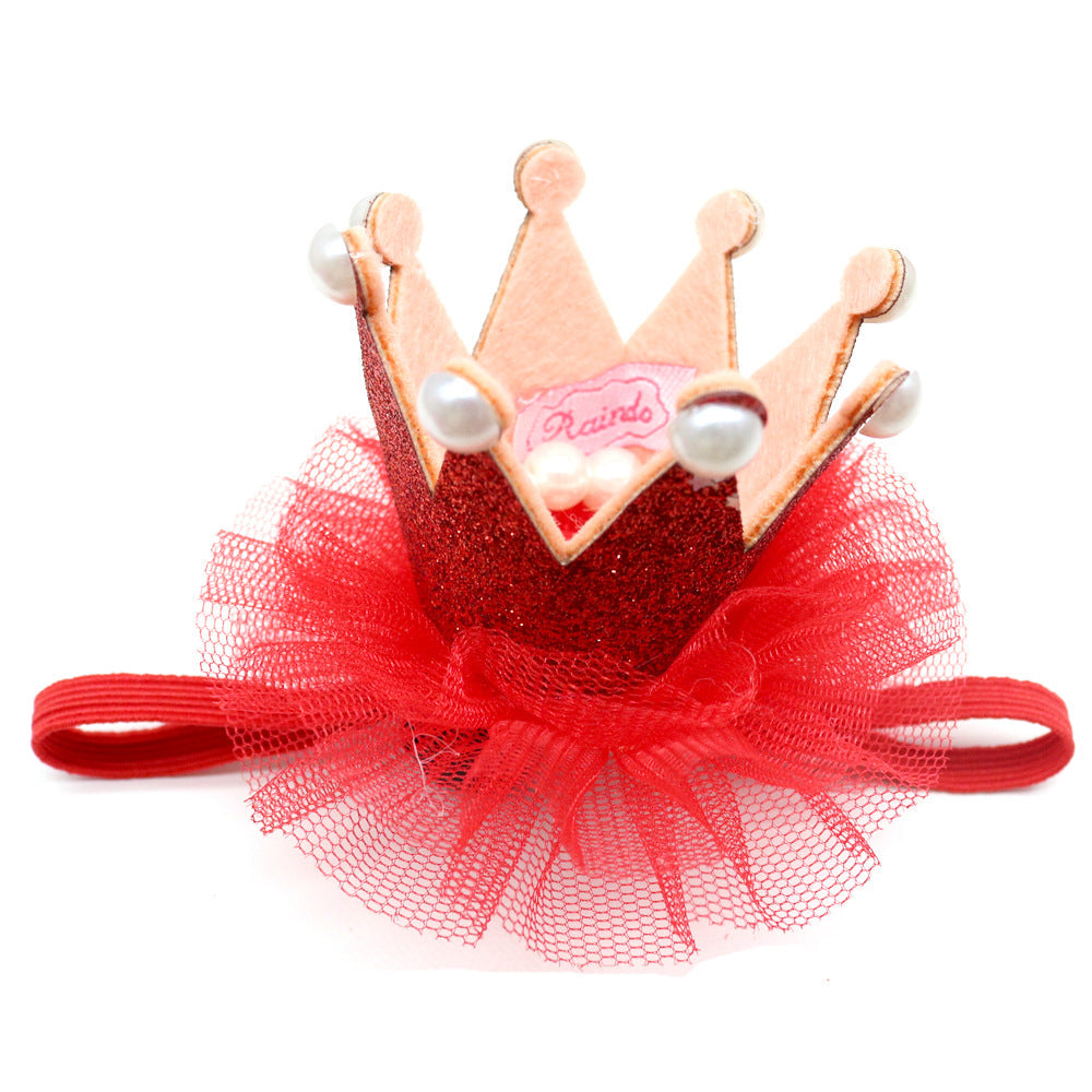 KFX-7000637 Princess Style Mesh Dog Crown Birthday Hat in Multiple Colors