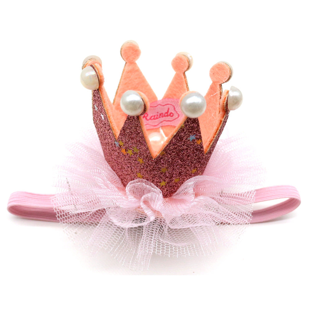 KFX-7000637 Princess Style Mesh Dog Crown Birthday Hat in Multiple Colors