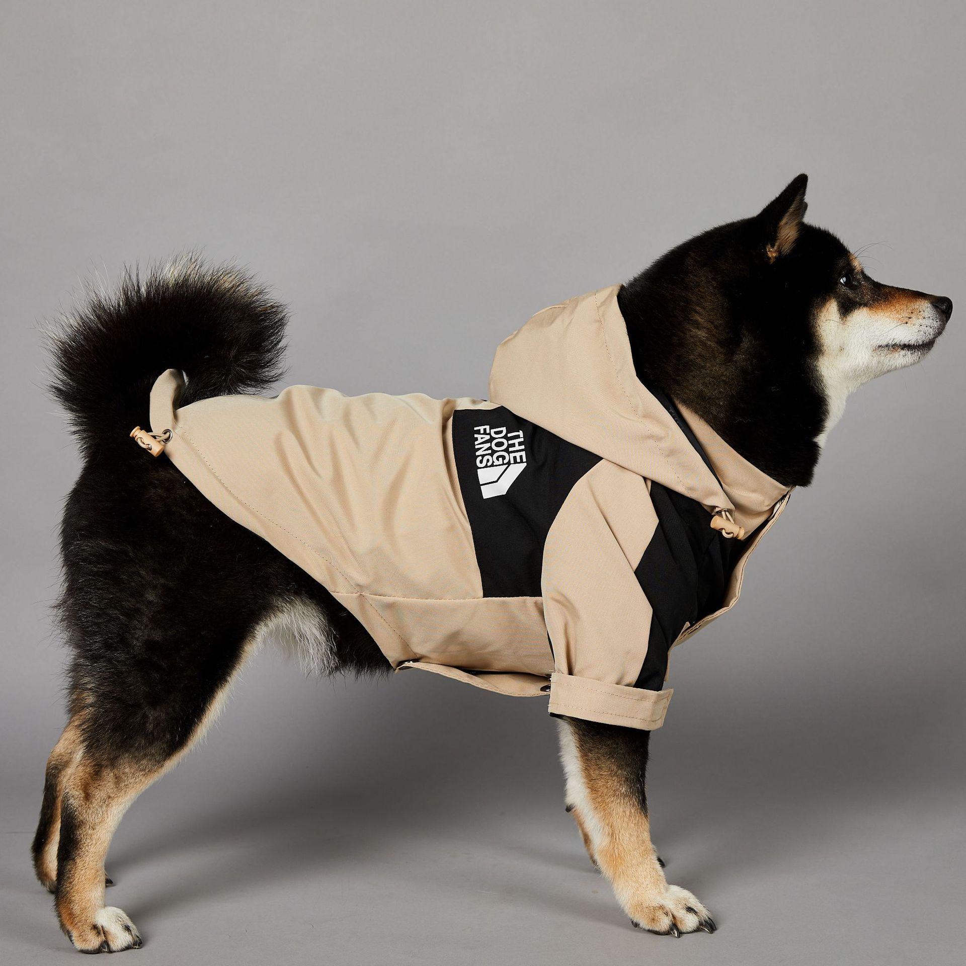 KFX-7001533 Khaki Shell Jacket for Dogs - Weather-Resistant Pet Coat in Multiple Sizes