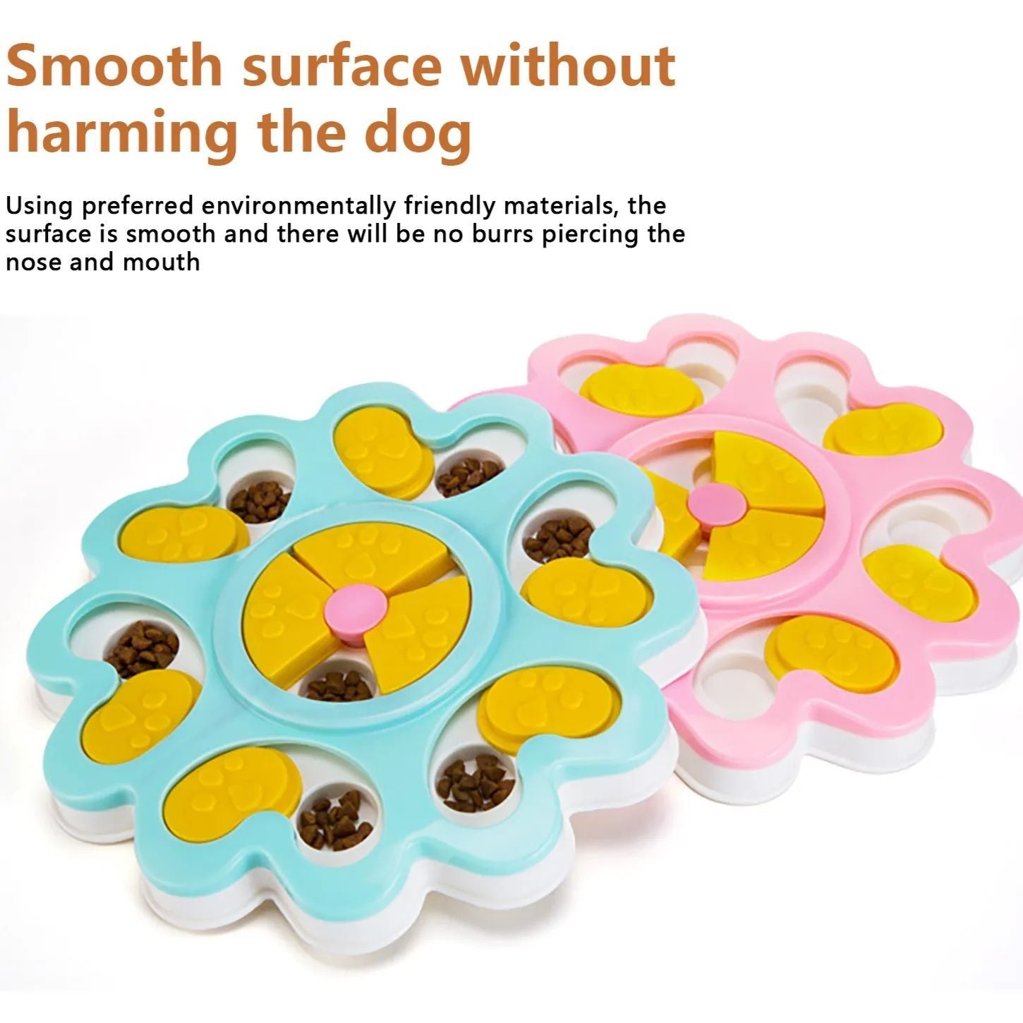 KFX-7002045 Interactive Flower Shape Slow Feeder Dog Puzzle Bowl for Cognitive Training and Olfactory Stimulation