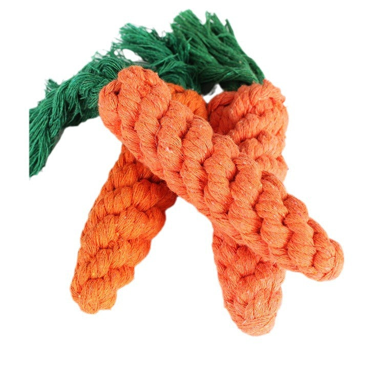 KFX-7002685 Cotton Carrot Dog Toy for Molar Teeth Cleaning - Bite-resistant, 20cm