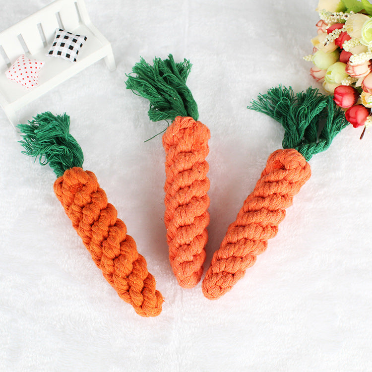 KFX-7002685 Cotton Carrot Dog Toy for Molar Teeth Cleaning - Bite-resistant, 20cm