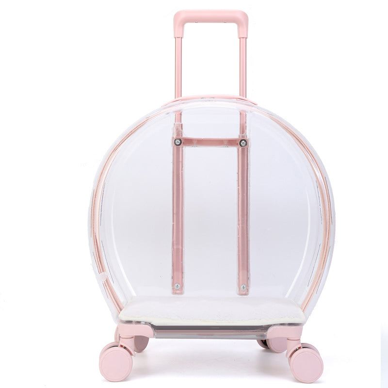 KFX-7004093 Transparent Cat Carrier Bag with Reinforced Structure and Rhombic Grid Design - Large Capacity in Pink and Green