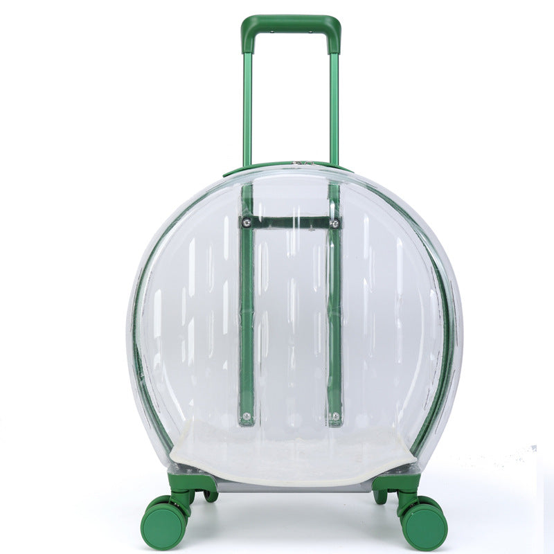 KFX-7004093 Transparent Cat Carrier Bag with Reinforced Structure and Rhombic Grid Design - Large Capacity in Pink and Green