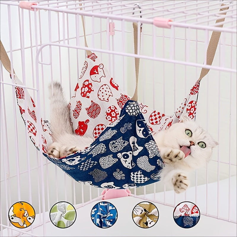 KFX-7005117 Breathable Multi-Color Cotton Hemp Cat Hammock for Cages and Hanging Nests