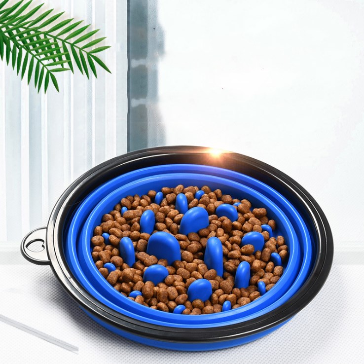KFX-7005629 Collapsible Slow Food Bowl for Pets – Portable Folding Anti-Choking Design, Easy to Carry