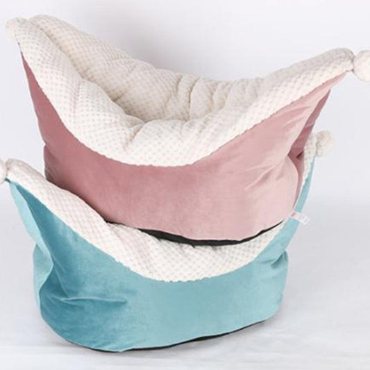 KFX-7005885 Small and Medium Cat Boat Nest Bed in Peacock Blue, Gray, and Gray Pink