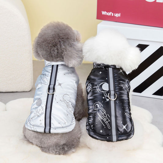 KFX-7006397 Stylish Autumn and Winter Cotton Dog and Cat Vest in Silver and Black, Multiple Sizes Available