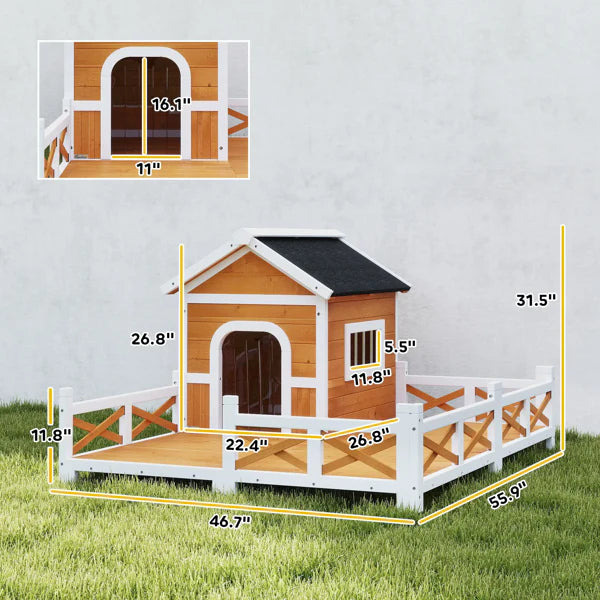 KFX-7007293 Stylish Wooden Dog House for Indoor and Outdoor Use
