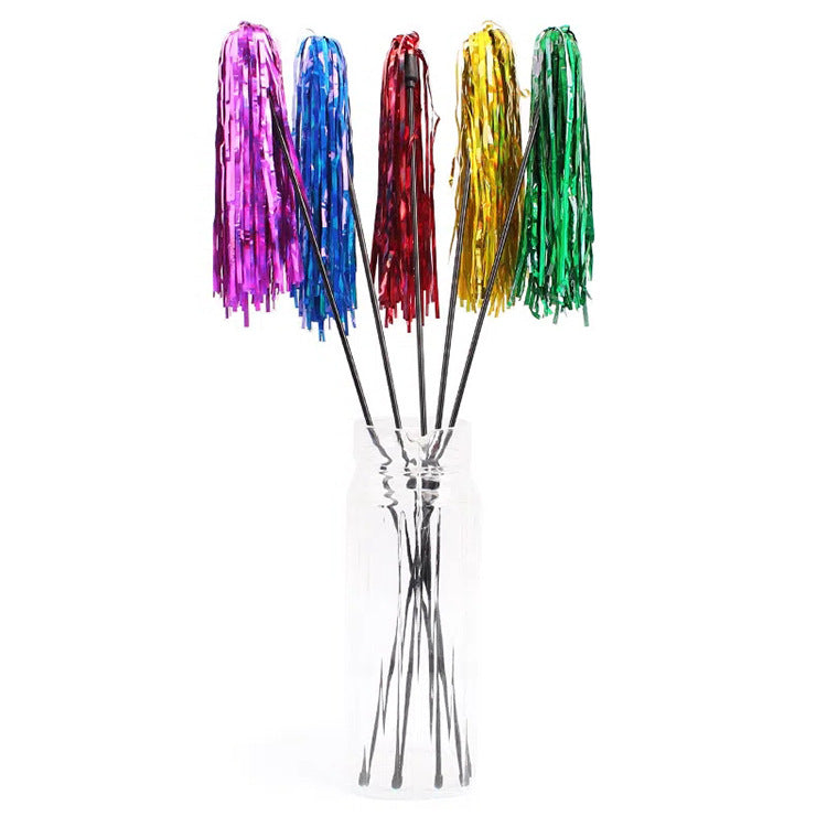 KFX-7008445 Colorful Striped Cat Teaser Wand with Elastic Rod and Plastic Ribbons