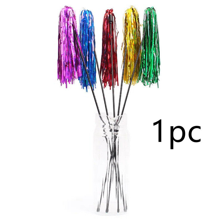 KFX-7008445 Colorful Striped Cat Teaser Wand with Elastic Rod and Plastic Ribbons