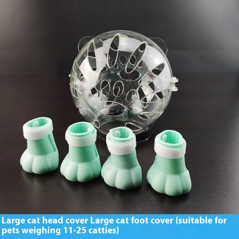 KFX-7009085 Cat Anti-Licking Head Cover with Foot Covers - Comfortable ABS Material for All Seasons