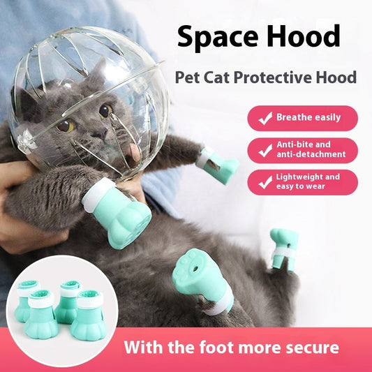 KFX-7009085 Cat Anti-Licking Head Cover with Foot Covers - Comfortable ABS Material for All Seasons