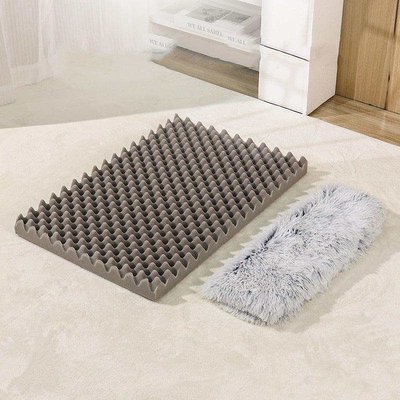 KFX-7009469 Long Pile Square Pet Mat and Detachable Non-Slip Dog Bed for Cats and Dogs, Warm Deep Sleep Sofa
