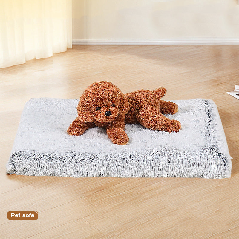 KFX-7009469 Long Pile Square Pet Mat and Detachable Non-Slip Dog Bed for Cats and Dogs, Warm Deep Sleep Sofa