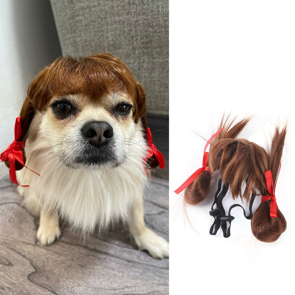 KFX-7009853 Versatile Halloween and Christmas Pet Hair Wigs in Various Styles and Colors