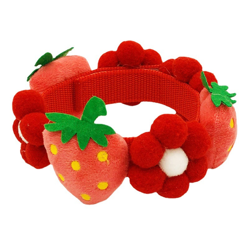 KFX-7010237 Strawberry Floral Cotton Collar for Medium to Large Dogs
