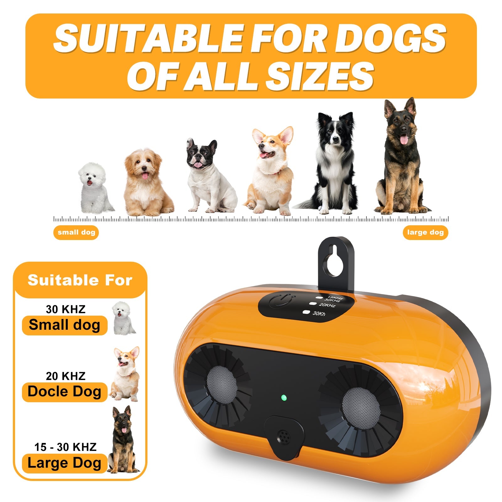 KFX-7010877 Ultrasonic Anti-Bark Device with 3 Adjustable Modes for Dogs, Effective Indoor & Outdoor Bark Control up to 50ft