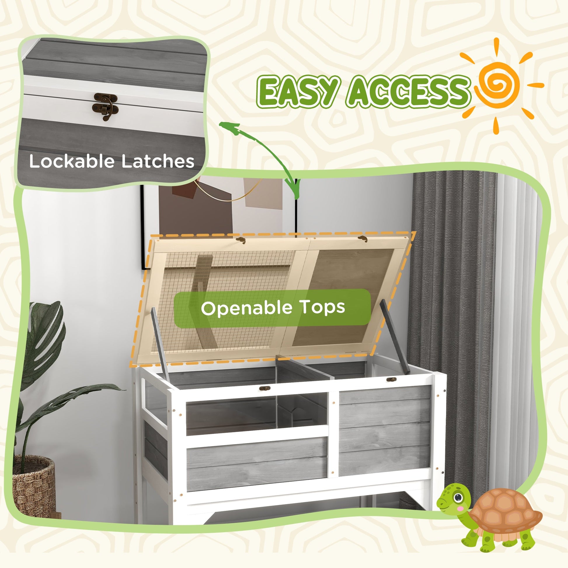 KFX-7011261 Tortoise Habitat with Under-Shelf Storage and Weather Protection for Indoor Use