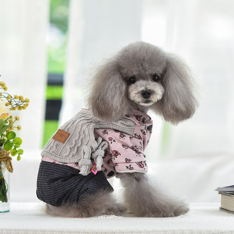 KFX-7013949 Cozy Cotton and Wool Teddy Dog Apparel for Autumn and Winter