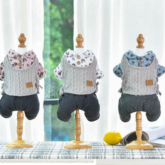 KFX-7013949 Cozy Cotton and Wool Teddy Dog Apparel for Autumn and Winter