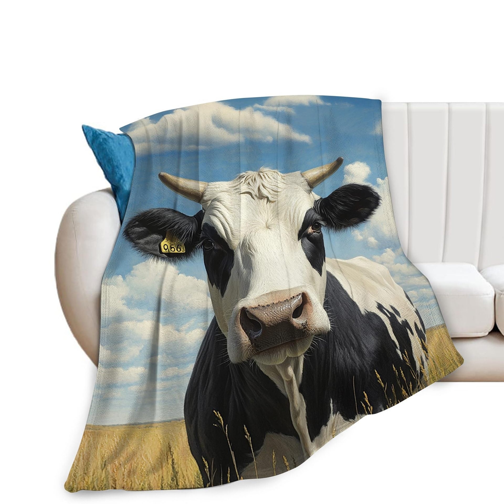 KFX-7014205 Cows Pattern Flannel Digital Blanket - 100x150cm, Multiple Color Options
