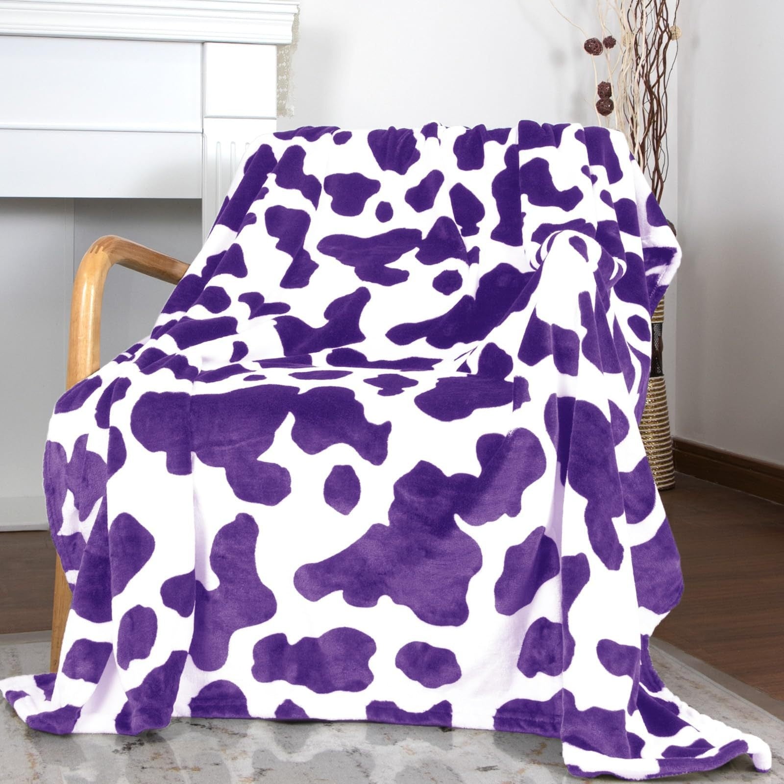 KFX-7014205 Cows Pattern Flannel Digital Blanket - 100x150cm, Multiple Color Options