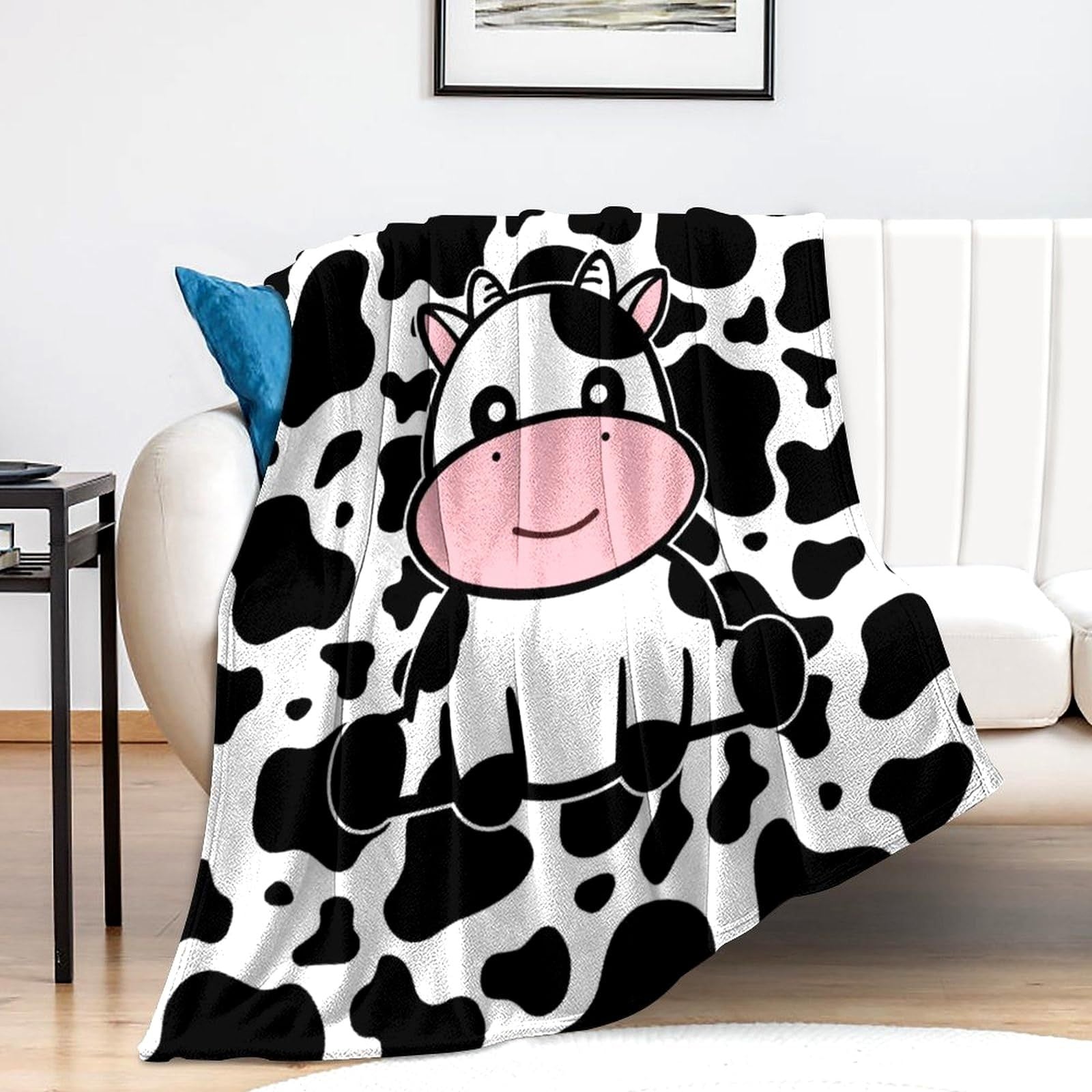 KFX-7014205 Cows Pattern Flannel Digital Blanket - 100x150cm, Multiple Color Options