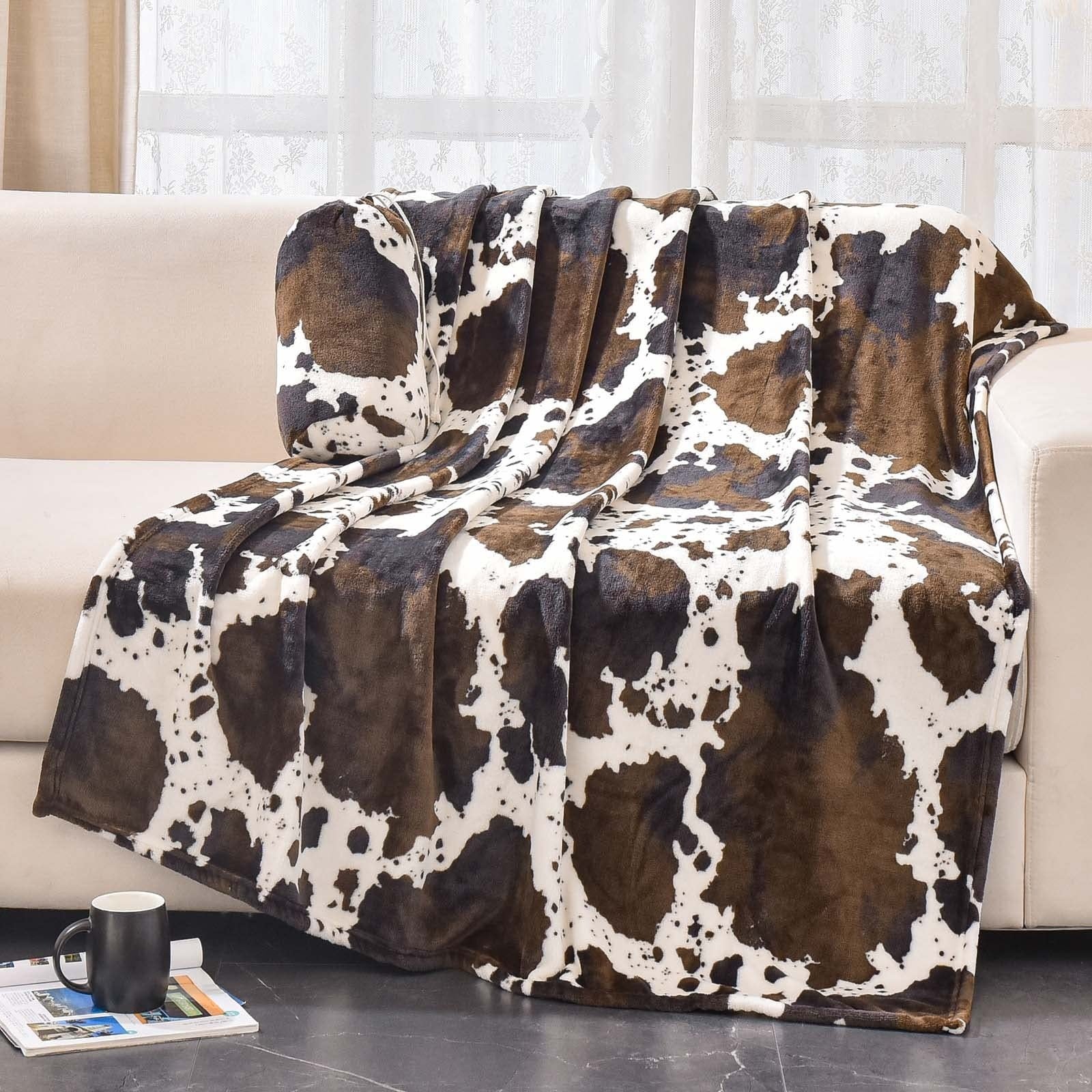 KFX-7014205 Cows Pattern Flannel Digital Blanket - 100x150cm, Multiple Color Options