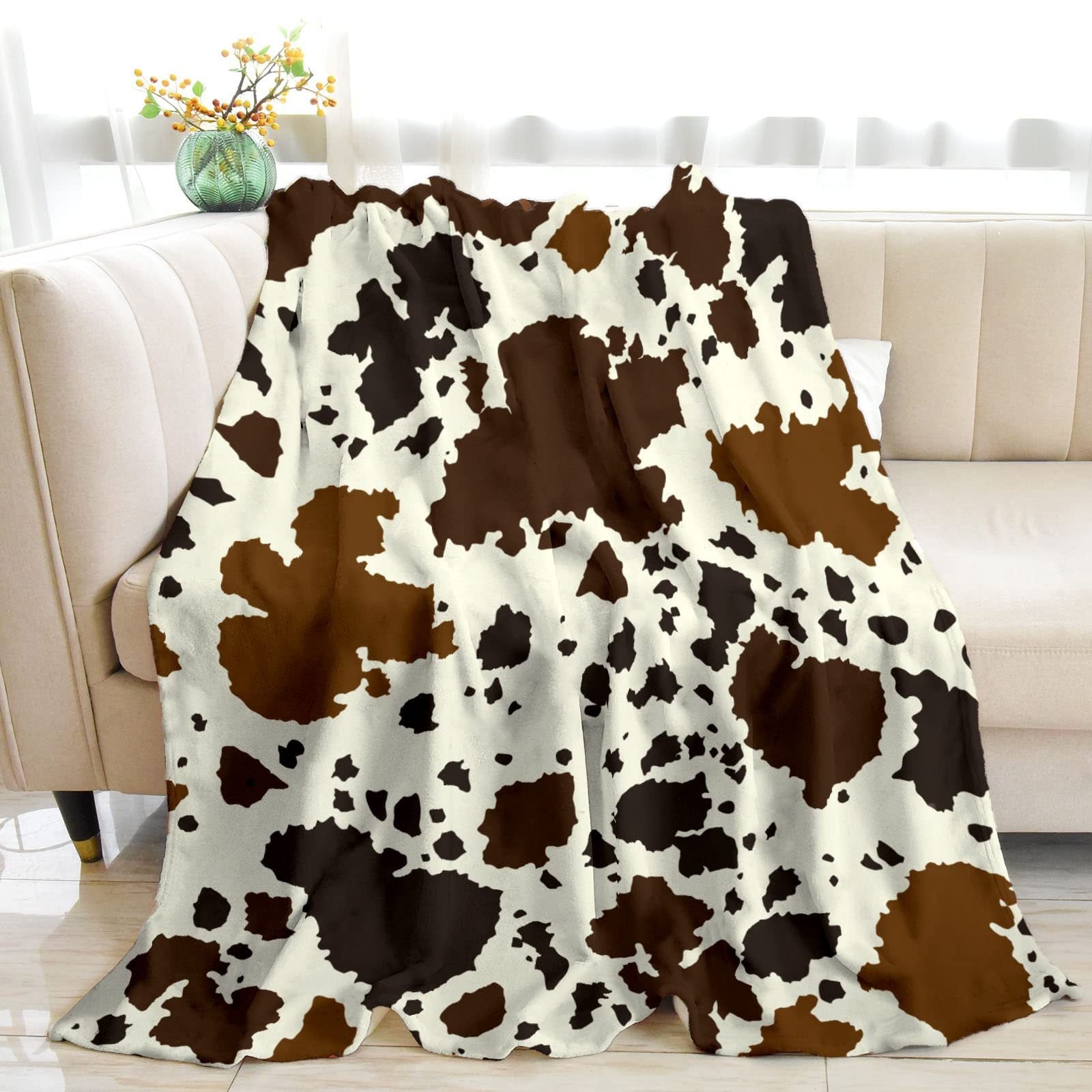 KFX-7014205 Cows Pattern Flannel Digital Blanket - 100x150cm, Multiple Color Options