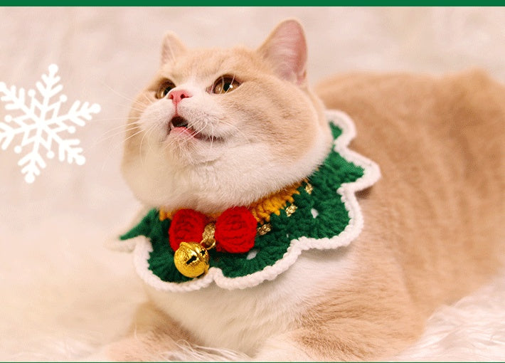 KFX-7015357 Hand-Woven Velvet Pet Scarf for All Seasons - Cartoon Design Available in XS, S, M, L Sizes