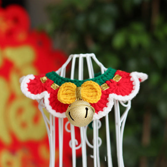 KFX-7015357 Hand-Woven Velvet Pet Scarf for All Seasons - Cartoon Design Available in XS, S, M, L Sizes