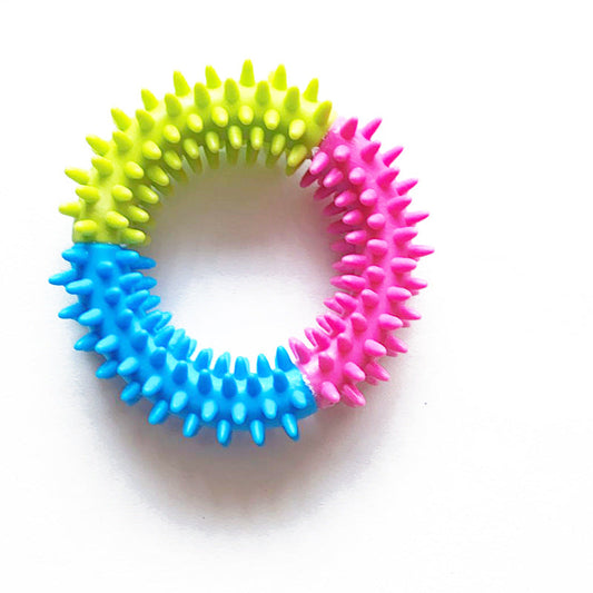 KFX-7018173 Colorful Rubber Thorn Ring for Dogs - Bite Resistant Pet Toy, Three Colors (11 cm) & Five Colors (14 cm) Options