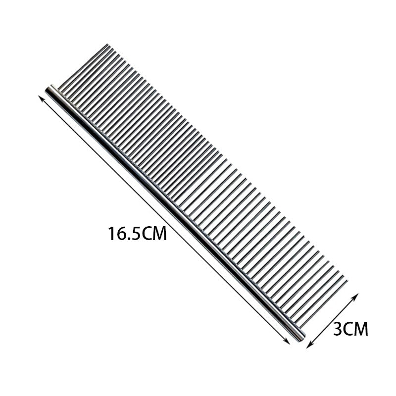 KFX-7018941 Stainless Steel Pet Comb - 16.5cm Long, Durable and Lightweight with Precision Needle Design