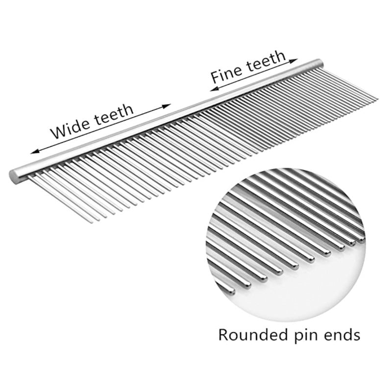 KFX-7018941 Stainless Steel Pet Comb - 16.5cm Long, Durable and Lightweight with Precision Needle Design