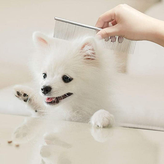 KFX-7018941 Stainless Steel Pet Comb - 16.5cm Long, Durable and Lightweight with Precision Needle Design