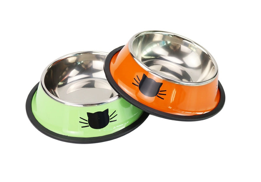 KFX-7019325 Colorful Stainless Steel Non-Slip Pet Bowls for Dogs and Cats - Set of 2/3