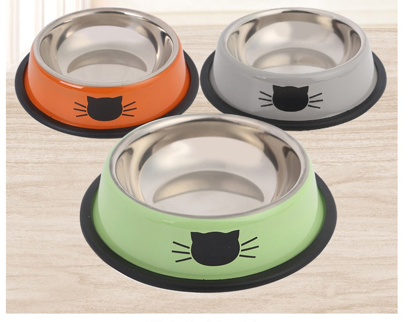 KFX-7019325 Colorful Stainless Steel Non-Slip Pet Bowls for Dogs and Cats - Set of 2/3